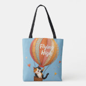Schattigee Cat Hete Luchtballon Whimsical Art Tote Bag (Achterkant)