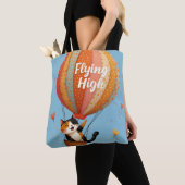 Schattigee Cat Hete Luchtballon Whimsical Art Tote Bag (Dichtbij)
