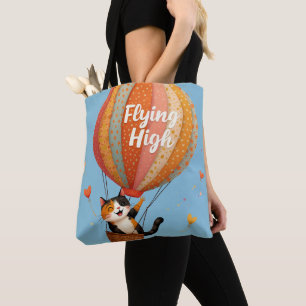 Schattigee Cat Hete Luchtballon Whimsical Art Tote Bag