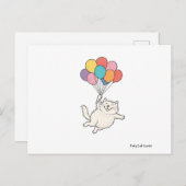 Schattigee Cat Holding Balloons Briefkaart (Voorkant / Achterkant)