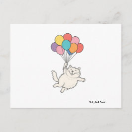 Schattigee Cat Holding Balloons Briefkaart