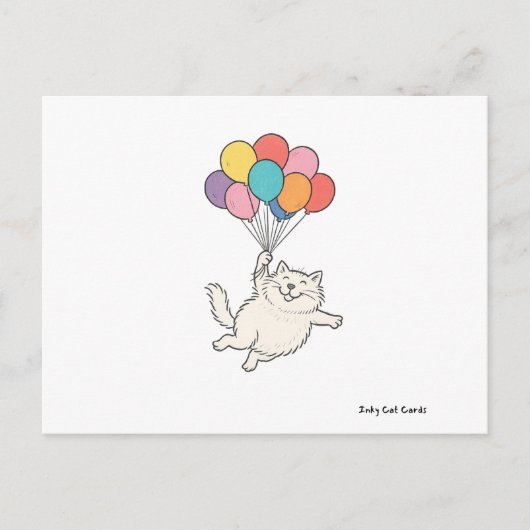 Schattigee Cat Holding Balloons Briefkaart (Voorkant)