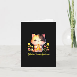 Schattigee Cat Holding Ribbon Kinderkanker Bewustz Kaart