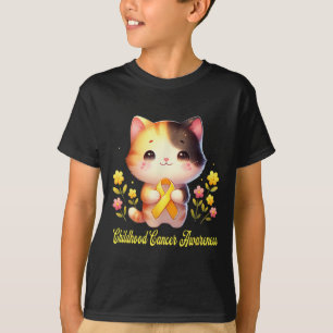 Schattigee Cat Holding Ribbon Kinderkanker Bewustz T-shirt