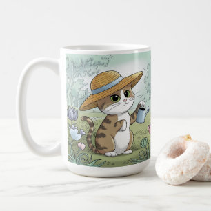 Schattigee Cat Holding Watering Can Garden Koffiemok