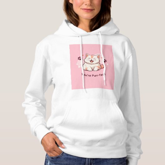 Schattigee Cat Hoodie – Roze Stijl (Voorkant)