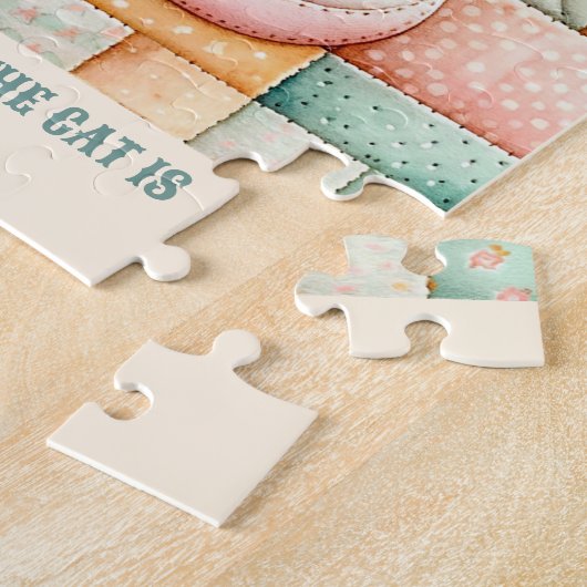 Schattigee Cat House Quilt Patchwork Pastel Custom Legpuzzel (Zijkant)