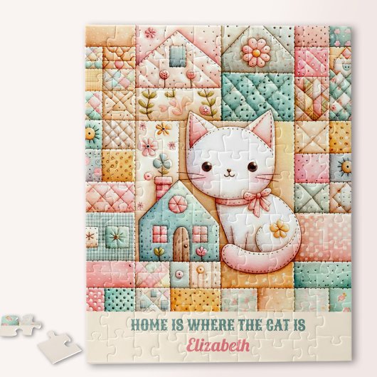 Schattigee Cat House Quilt Patchwork Pastel Custom Legpuzzel