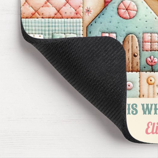 Schattigee Cat House Quilt Patchwork Pastel Custom Muismat (Hoek)