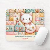Schattigee Cat House Quilt Patchwork Pastel Custom Muismat (Met muis)