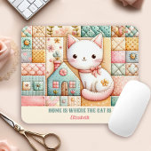 Schattigee Cat House Quilt Patchwork Pastel Custom Muismat