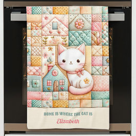 Schattigee Cat House Quilt Patchwork Pastel Custom Theedoek