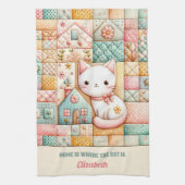Schattigee Cat House Quilt Patchwork Pastel Custom Theedoek (Verticaal)