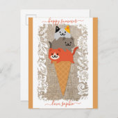 Schattigee Cat Ice Cream Cone Happy Summer Briefkaart (Voorkant / Achterkant)