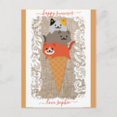 Schattigee Cat Ice Cream Cone Happy Summer Briefkaart (Voorkant)