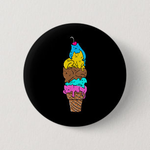 Schattigee Cat Ice Cream - Kitty Cat Dessert Shirt Ronde Button 5,7 Cm