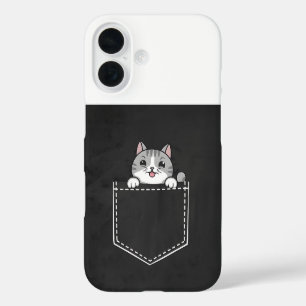 Schattigee Cat in Pocket Design voor Cat Lovers Te iPhone 16 Hoesje
