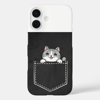 Schattigee Cat in Pocket Design voor Cat Lovers Te iPhone 16 Hoesje
