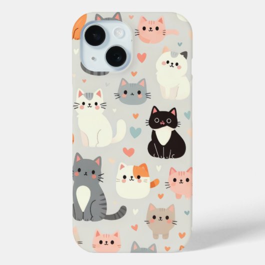 Schattigee Cat iPhone 15 Hoesje (Achterkant)