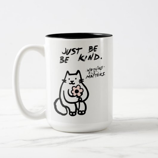 Schattigee Cat "Just Be Kind" koffie Mok – Positie (Links)