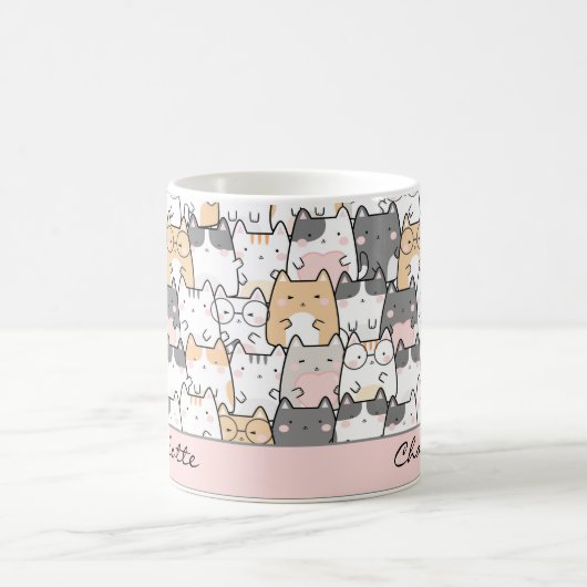 Schattigee Cat Kawaii Pattern Coffee Mok (Center)