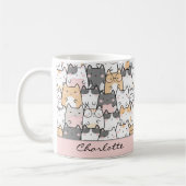 Schattigee Cat Kawaii Pattern Coffee Mok (Links)