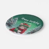 Schattigee Cat Kitten Kerstboom verjaardagsfeestje Papieren Bordje (Gekanteld)