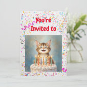 Schattigee Cat Kitten thema verjaardagsfeestje uit Kaart (Staand voorkant)