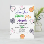 Schattigee Cat Kitten Verjaardagsfeestje Kaart (Staand voorkant)