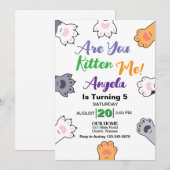 Schattigee Cat Kitten Verjaardagsfeestje Kaart (Voorkant / Achterkant)
