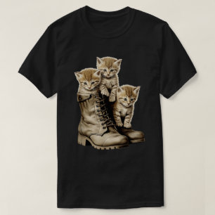 Schattigee Cat Kittens en Combat Boots Kattenliefh T-shirt