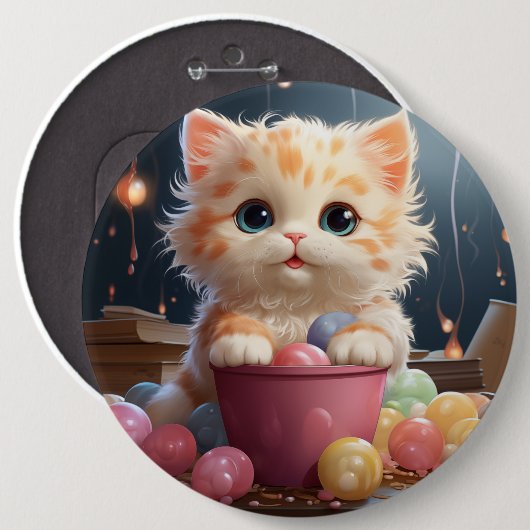 Schattigee CAT-knop Ronde Button 6,0 Cm (Voorkant /achterkant)