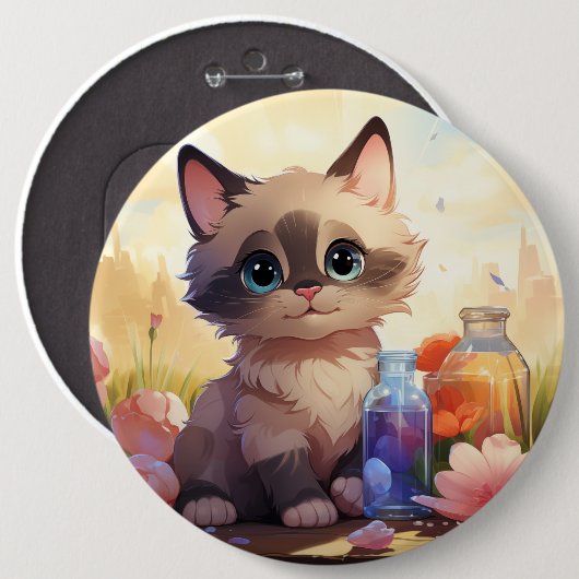 Schattigee CAT-knop Ronde Button 6,0 Cm (Voorkant /achterkant)