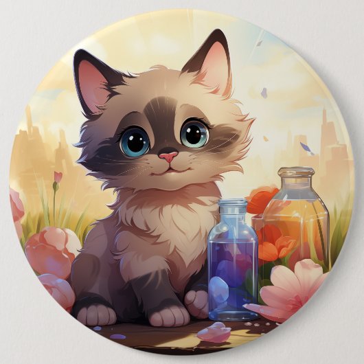 Schattigee CAT-knop Ronde Button 6,0 Cm (Voorkant)