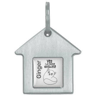 Schattigee Cat Line Tekening Ja Ik doe niets Huisdieren Naamplaatje