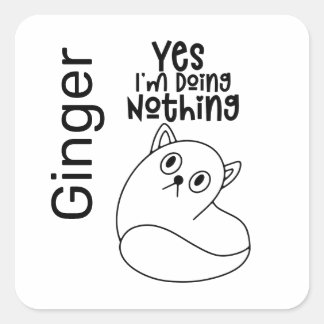 Schattigee Cat Line Tekening Ja Ik doe niets Vierkante Sticker