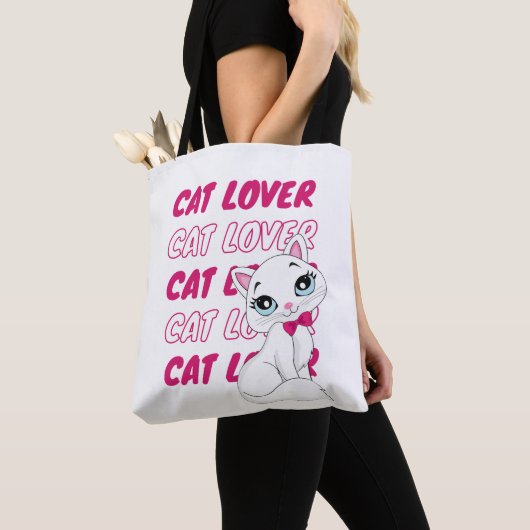 Schattigee Cat Lover Canvas tas – Schattige Cartoo (Dichtbij)