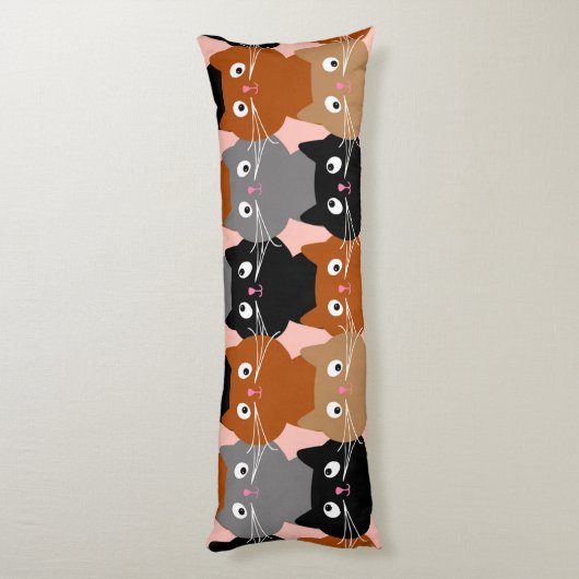 Schattigee Cat Lover Feline Huisdieren Grijs Roze  Lichaamskussen (Achterkant (Verticaal))