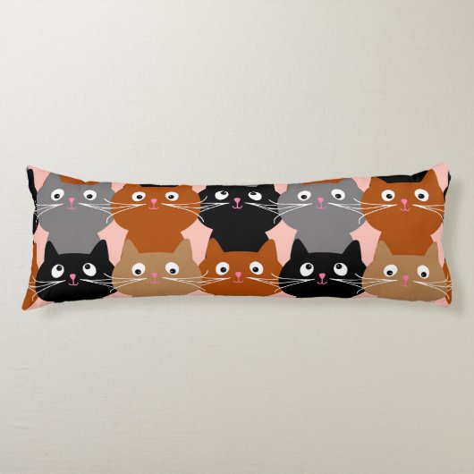 Schattigee Cat Lover Feline Huisdieren Grijs Roze Lichaamskussen (Voorkant)
