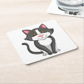 Schattigee Cat Lover Gift Grijs Kitten Grappig Gri Kartonnen Onderzetters (Schuin)