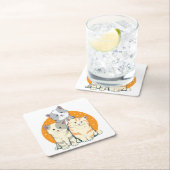 Schattigee Cat Lover Gift Kittens Kat Grijs Sinaas Kartonnen Onderzetters (Insitu)