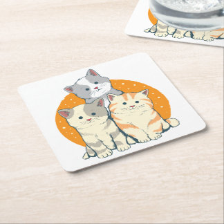 Schattigee Cat Lover Gift Kittens Kat Grijs Sinaas Kartonnen Onderzetters