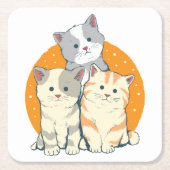 Schattigee Cat Lover Gift Kittens Kat Grijs Sinaas Kartonnen Onderzetters (Voorkant)