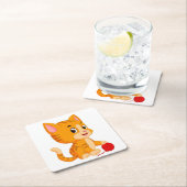 Schattigee Cat Lover Oranje Kat Tabby Kitten Felin Kartonnen Onderzetters (Insitu)