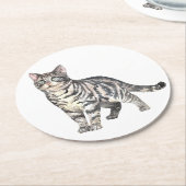 Schattigee Cat Lover Tabby Kitten Grey Tiger Kat Ronde Kartonnen Onderzetter (Gebogen)