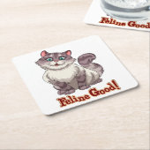 Schattigee Cat Lover Tiger Grey Kat Feline Goede K Kartonnen Onderzetters (Schuin)