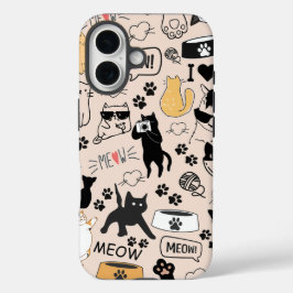 Schattigee Cat Lovers Patroon Telefoonhoes iPhone 16 Hoesje