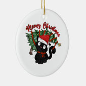 Schattigee Cat Meow Christmas Funny Pet Keramisch Ornament (Rechts)