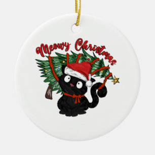 Schattigee Cat Meow Christmas Funny Pet Keramisch Ornament