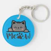 Schattigee Cat Meow Sleutelhanger – Grappig Kat Ca (Achterkant)
